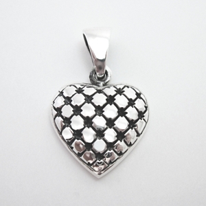 Detailed Lattice Sterling Silver Heart